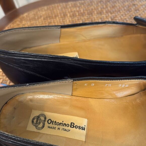 Ottorino Bossi Italy Vintage black fringe leather loafers 7.5 - Picture 10 of 12